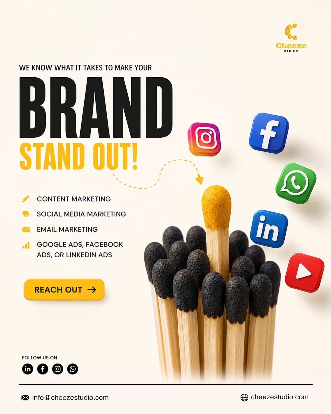 Social media marketing creative — matchstick concept,